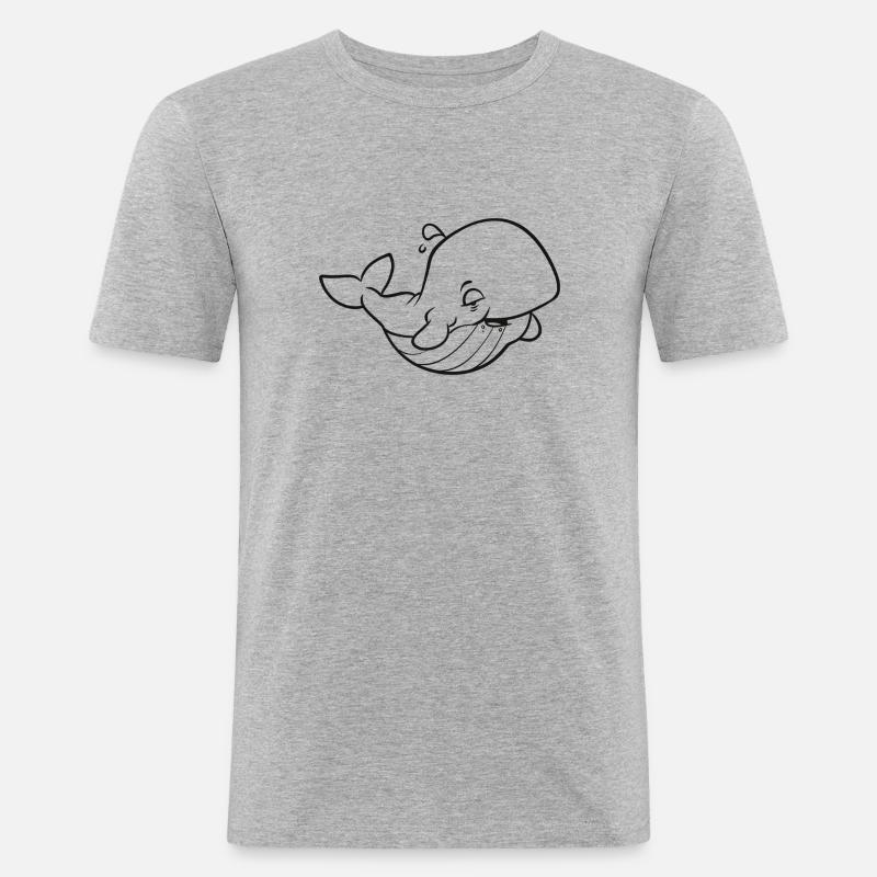 Ein dicker, glücklicher Wal - Männer Slim Fit T-Shirt - Grau meliert