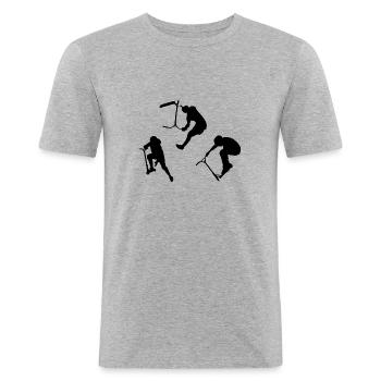 Stuntscooter Tricks - Men's Slim Fit T-Shirt - heather grey - Front - Nik (191cm)
