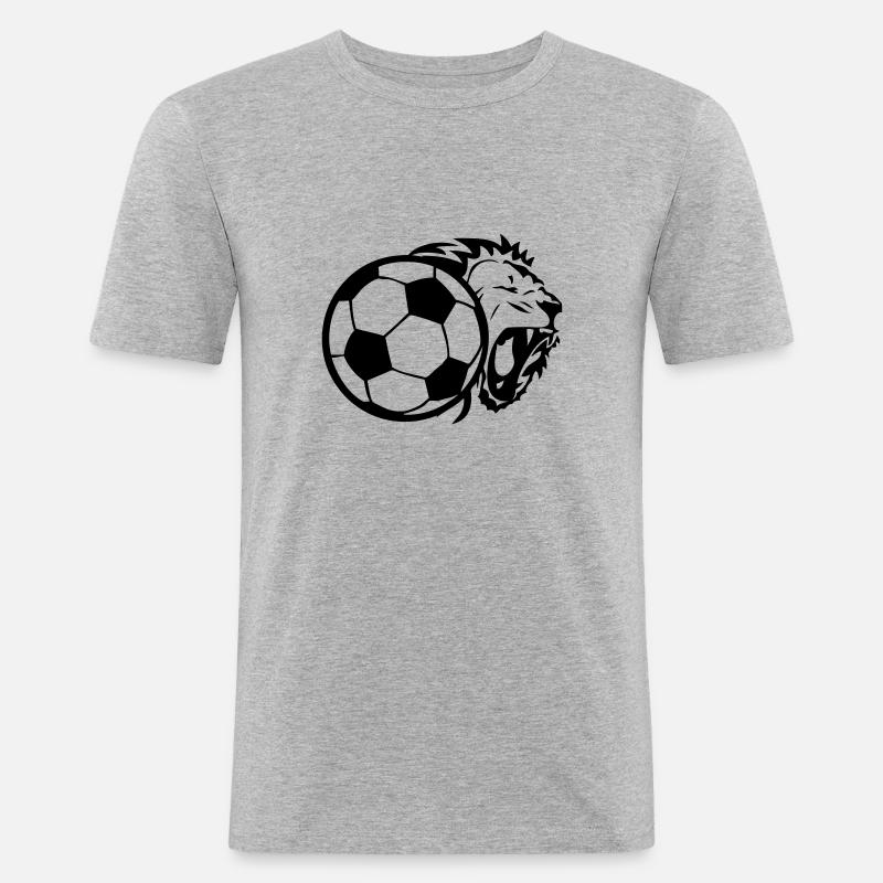 Fußball Löwe - Männer Slim Fit T-Shirt - Grau meliert