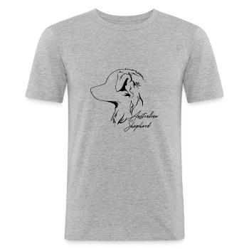 AUSTRALIAN SHEPHERD Hunde Hund Hütehund Wilsigns - Männer Slim Fit T-Shirt - Grau meliert - Vorne - Nik (191cm)