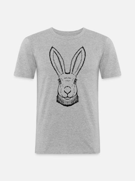 Rabbit drawn, handmade, Easter - Men's Slim Fit T-Shirt - heather grey