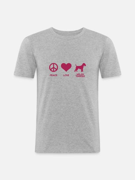Welsh Terrier - T-shirt près du corps Homme - gris chiné