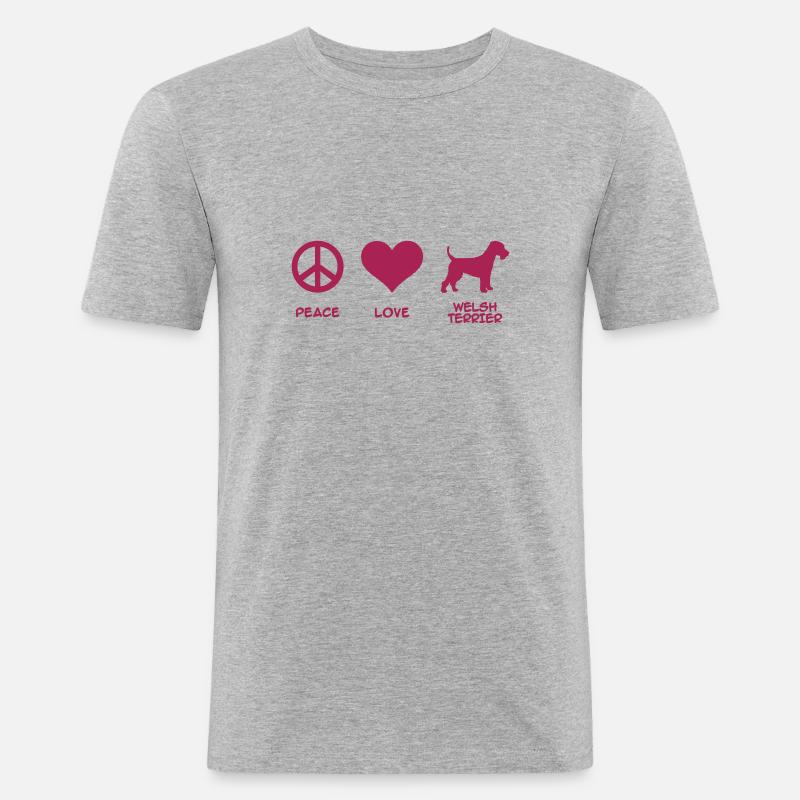 Welsh Terrier - Männer Slim Fit T-Shirt - Grau meliert