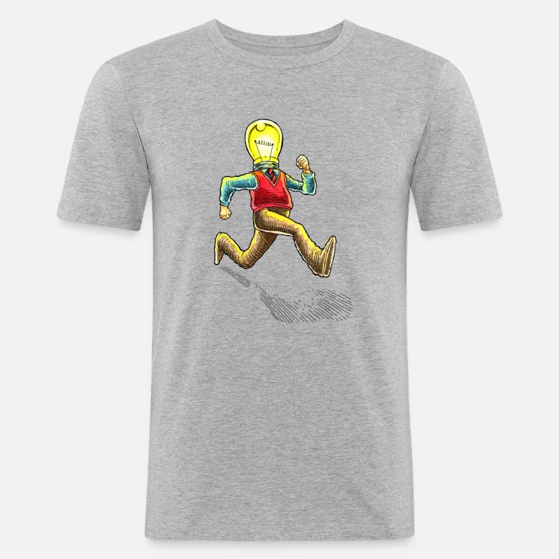 GLÜHBIRNE MAN - Männer Slim Fit T-Shirt - Grau meliert