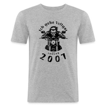 18. Geburtstag Ich gebe Vollgas seit 01/2007 - Männer Slim Fit T-Shirt - Grau meliert - Vorne - Nik (191cm)