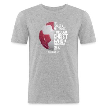 Alles Durch Christus Der Mich Stärkt Fußball - Männer Slim Fit T-Shirt - Grau meliert - Vorne - Nik (191cm)