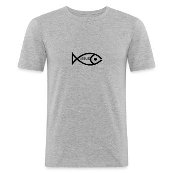 Christianity Jesus Fish - Men's Slim Fit T-Shirt - heather grey - Front - Nik (191cm)