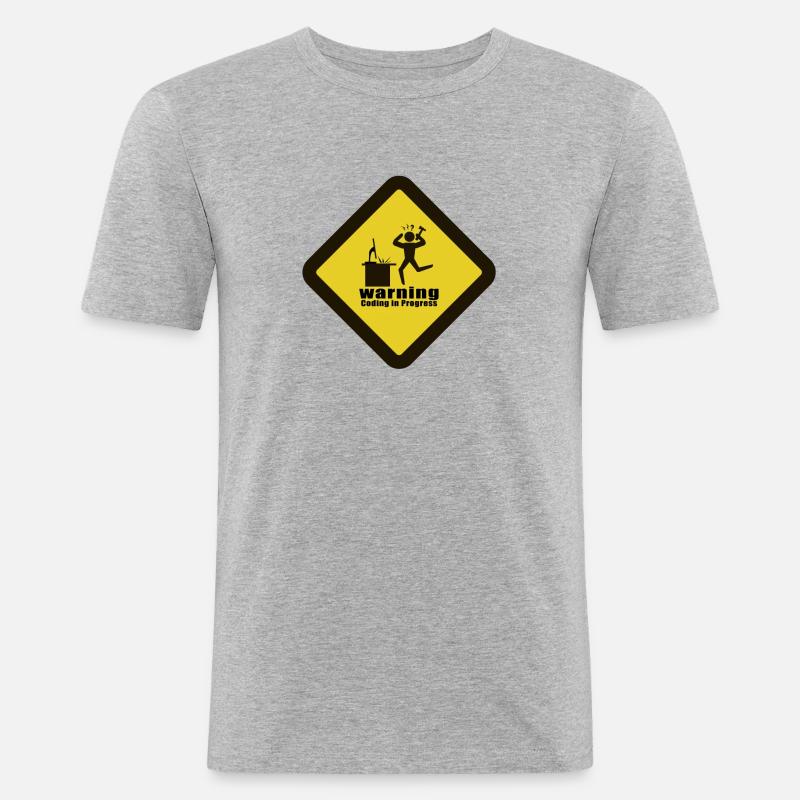 Warning - Coding in Progress - Men's Slim Fit T-Shirt - heather grey