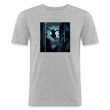 Mug vectoriel - T-shirt près du corps Homme - gris chiné - Devant - Nik (191cm)