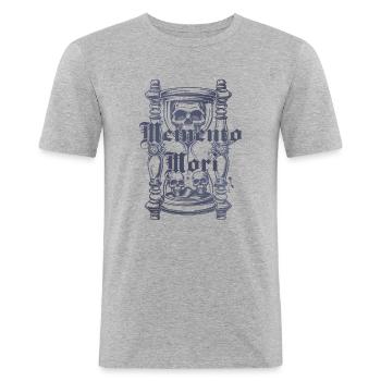 Memento Mori - T-shirt près du corps Homme - gris chiné - Devant - Nik (191cm)