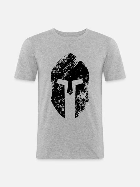 Spartan helmet - Men's Slim Fit T-Shirt - heather grey