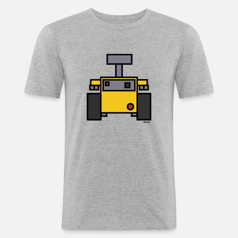 Roboter - Deep Bricks - Männer Slim Fit T-Shirt - Grau meliert