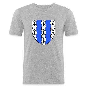 blason hermine BZH Ille et Vilaine - T-shirt près du corps Homme - gris chiné - Devant - Nik (191cm)