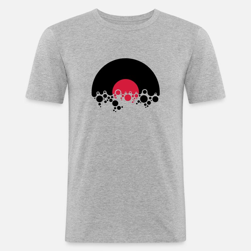 Schallplatte Bubbles - Männer Slim Fit T-Shirt - Grau meliert