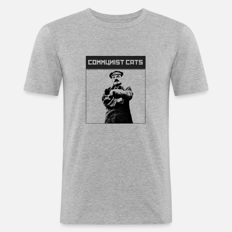 Gatti comunisti - Lenin - Maglietta aderente da uomo - grigio melange