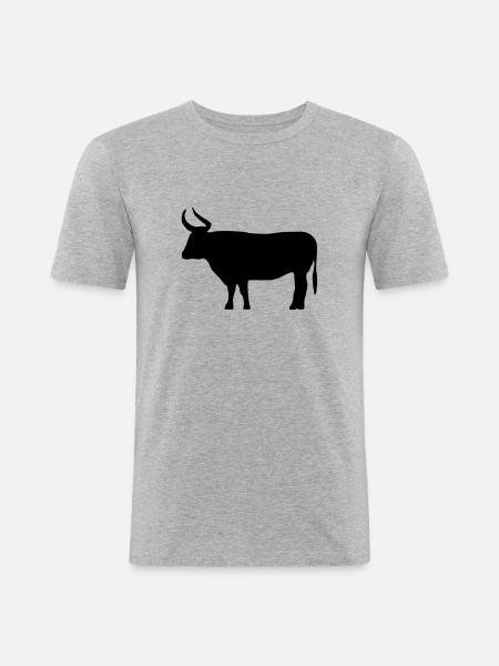 Taureau - T-shirt près du corps Homme - gris chiné