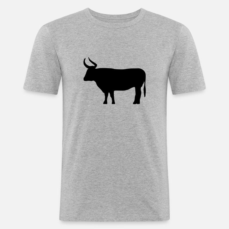 Stier - Männer Slim Fit T-Shirt - Grau meliert