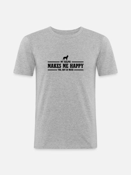 KELPIE makes me happy - Men's Slim Fit T-Shirt - heather grey