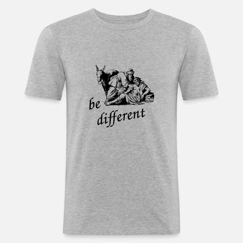 Samariter - be different - Männer Slim Fit T-Shirt - Grau meliert