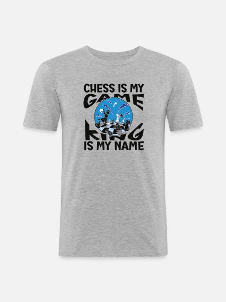 Schach Ilustration mit Spruch - Männer Slim Fit T-Shirt - Grau meliert