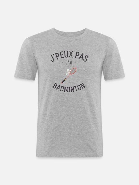 J'Peux pas j'ai Badminton - T-shirt près du corps Homme - gris chiné