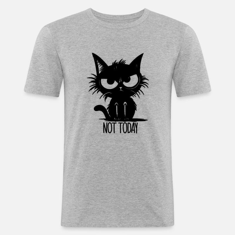 Not Today Katze Geschenkidee - Männer Slim Fit T-Shirt - Grau meliert