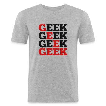 Geek - T-shirt près du corps Homme - gris chiné - Devant - Nik (191cm)