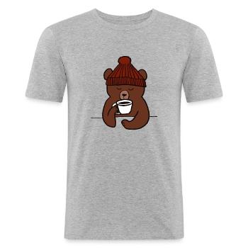 temp pour café - T-shirt près du corps Homme - gris chiné - Devant - Nik (191cm)