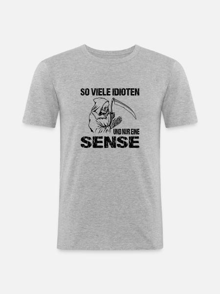 Spruch - Männer Slim Fit T-Shirt - Grau meliert