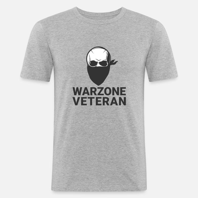 WARZONE VETERAN GAMING COD - Männer Slim Fit T-Shirt - Grau meliert
