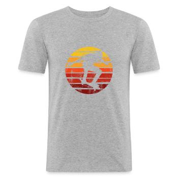 Skateboarder Skateboard Skater Skate Skateing - T-shirt près du corps Homme - gris chiné - Devant - Nik (191cm)