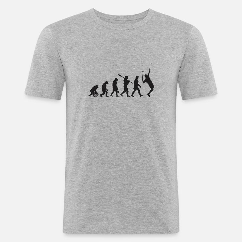Tennis Evolution - Männer Slim Fit T-Shirt - Grau meliert