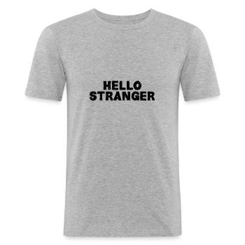hello stranger - T-shirt près du corps Homme - gris chiné - Devant - Nik (191cm)