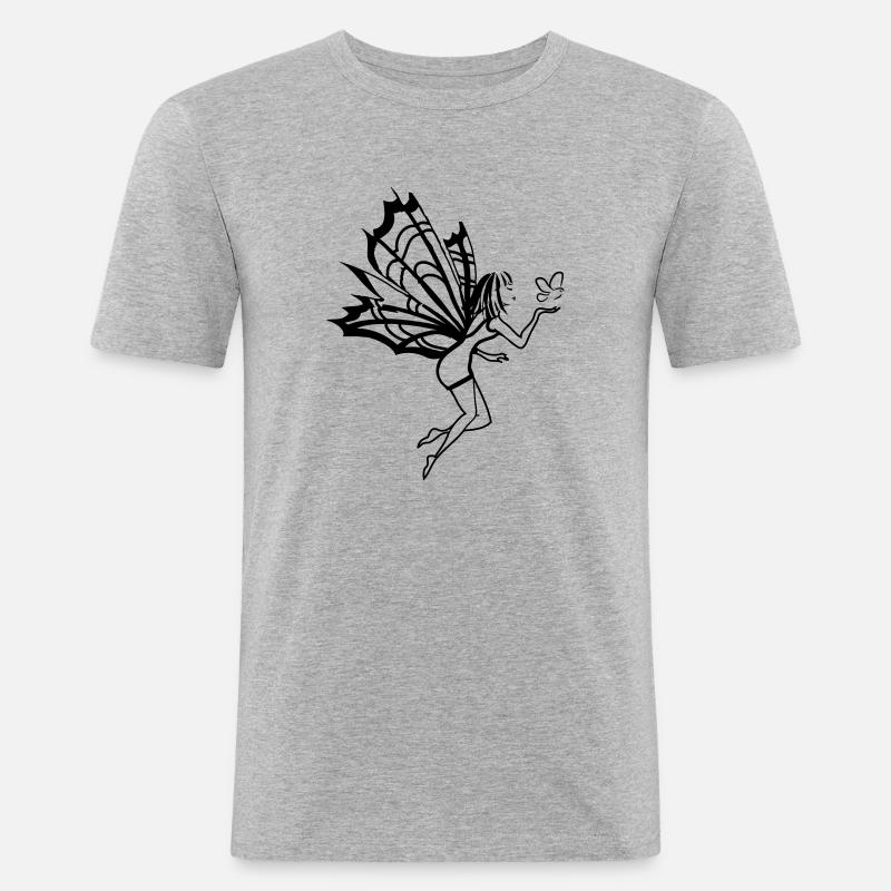 Oiseau aile de fée - T-shirt près du corps Homme - gris chiné