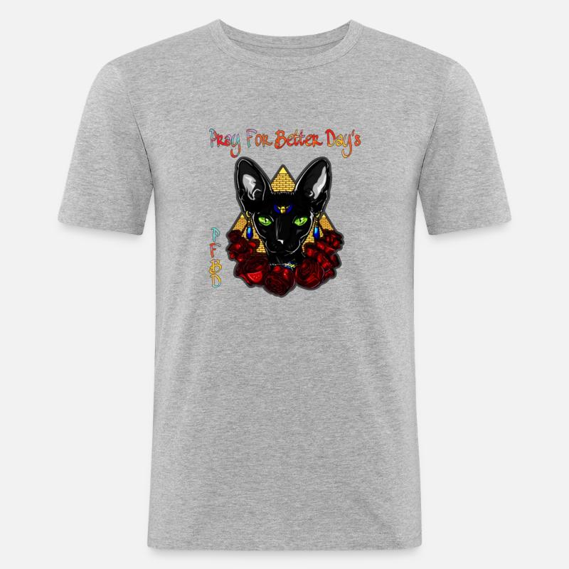 PFBD Pyramide Cat Roses logo - Männer Slim Fit T-Shirt - Grau meliert