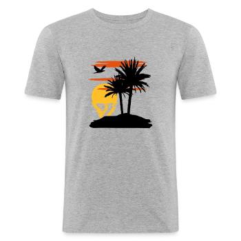 Sonnenuntergang - Sunset - Männer Slim Fit T-Shirt - Grau meliert - Vorne - Nik (191cm)