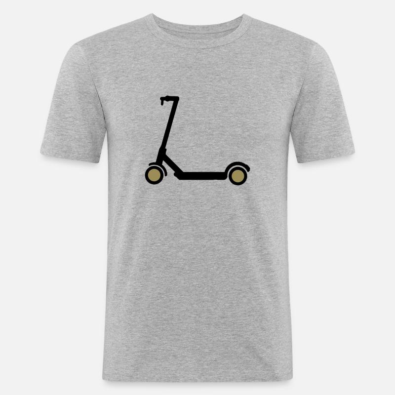 E-Scooter Eroller Comicdesign Geschenkidee - Männer Slim Fit T-Shirt - Grau meliert