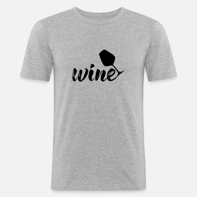 Wein - Männer Slim Fit T-Shirt - Grau meliert