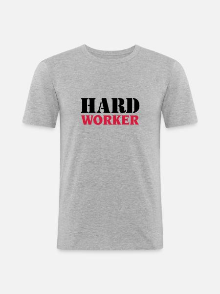 Hard worker - Männer Slim Fit T-Shirt - Grau meliert