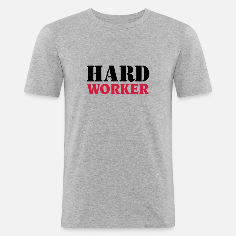 Hard worker - Männer Slim Fit T-Shirt - Grau meliert