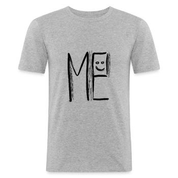 lettres abstraites et traits avec le visage - T-shirt près du corps Homme - gris chiné - Devant - Nik (191cm)