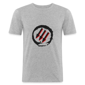 ANTIFA SYMBOL PFEILE LINKS - Männer Slim Fit T-Shirt - Grau meliert - Vorne - Nik (191cm)
