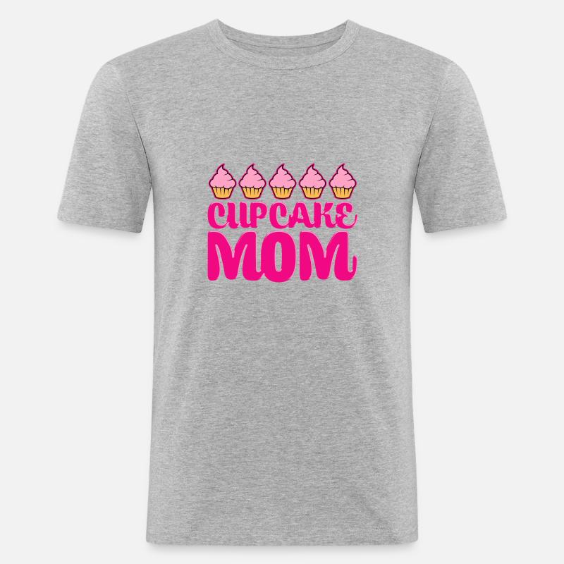 Cupcake Mutter Backen - Männer Slim Fit T-Shirt - Grau meliert