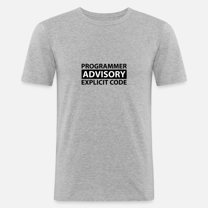 Programmer Advisory Explicit Code - Men's Slim Fit T-Shirt - heather grey