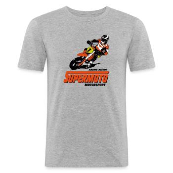 Supermoto - Supermotard - Männer Slim Fit T-Shirt - Grau meliert - Vorne - Nik (191cm)