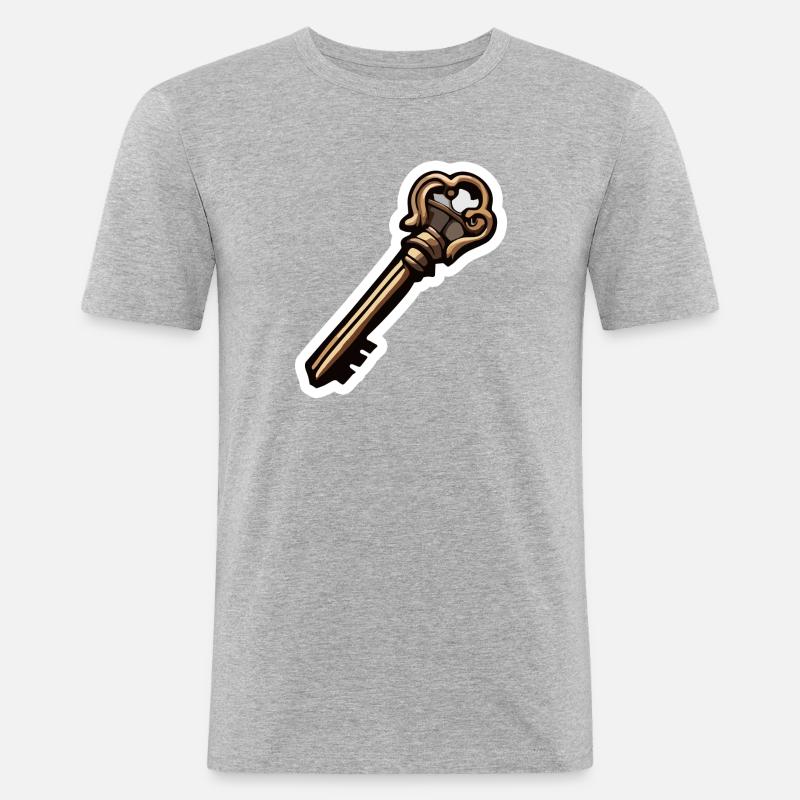 Key / Lock / Locked / Security - Men's Slim Fit T-Shirt - heather grey