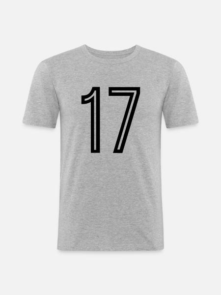 Rückennummer 17 - Männer Slim Fit T-Shirt - Grau meliert