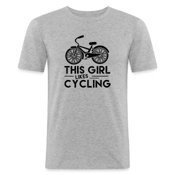 Mädchen mag Radfahren Lustiges Fahrrad Cardio - Männer Slim Fit T-Shirt - Grau meliert - Vorne - Nik (191cm)