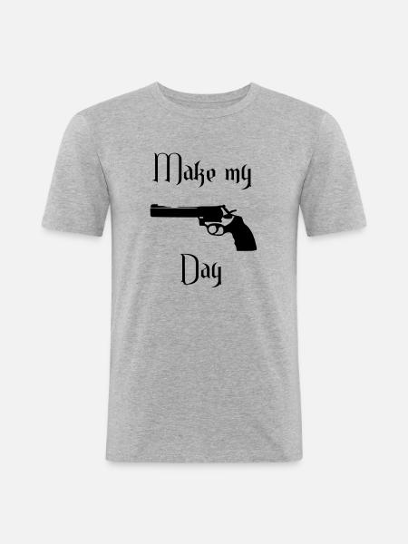 make my day - Männer Slim Fit T-Shirt - Grau meliert
