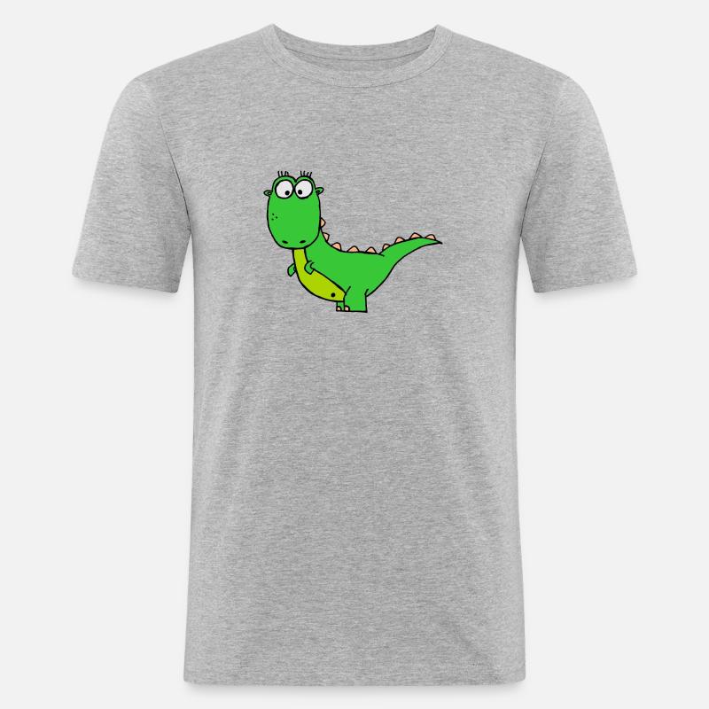 Dino - Männer Slim Fit T-Shirt - Grau meliert